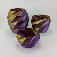 poly planter set dual color purple and gold